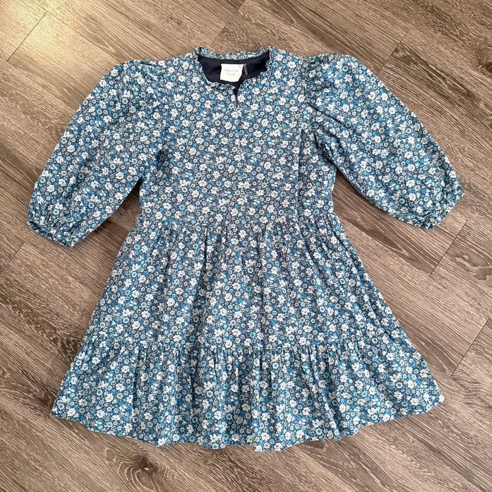 Hyacinth House Blue Zip Front Flora Mini Dress